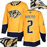 Predators #2 Bitetto Gold With Special Glittery Logo Adidas Jersey,baseball caps,new era cap wholesale,wholesale hats